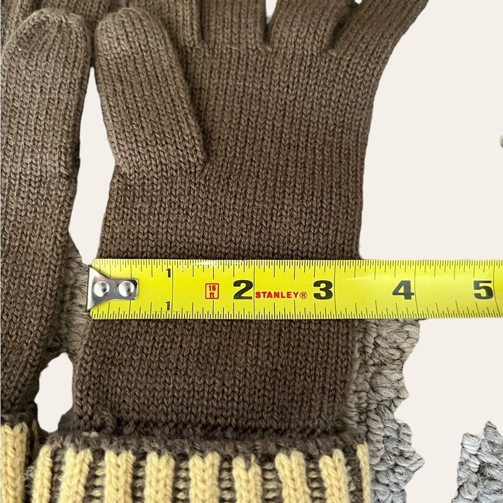 AllSaints Green Yellow Unisex Gloves Wool Great Used Condition